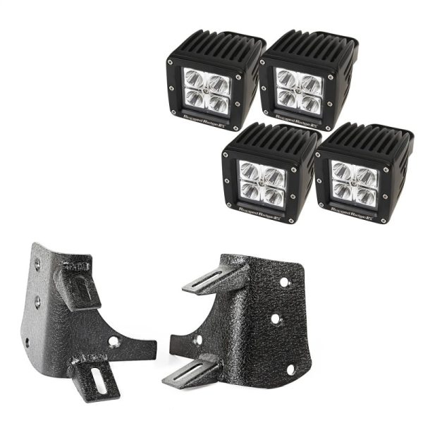 Rugged Ridge 97-06 Jeep Wrangler TJ LJ 3in Square Dual A-Pillar LED Kit For Discount