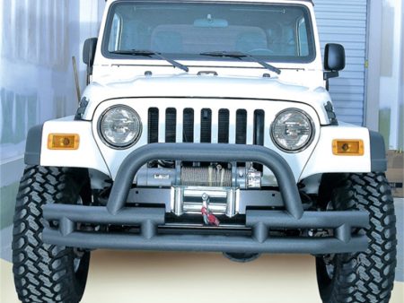 Rugged Ridge 3-In Dbl Tube Front Winch Bumper w Hoop 76-06 Models Online